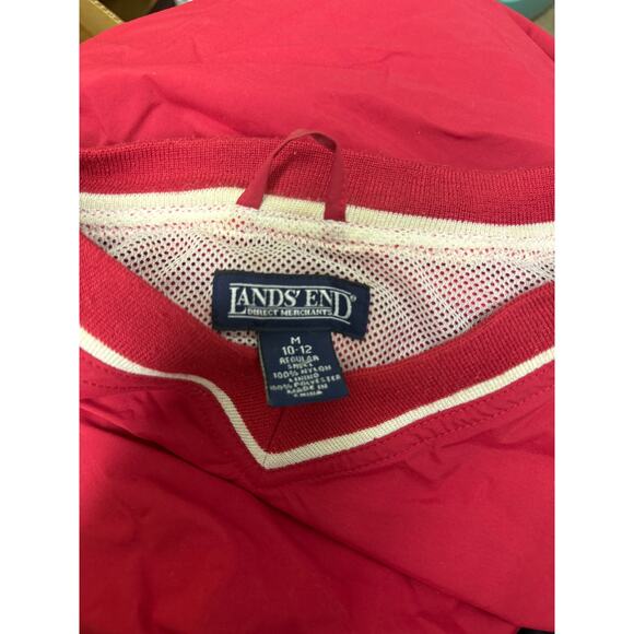 VTG Lands End Windbreaker Jackey Unisex Womens M 10-12 Pullover 80s 90s Red - Picture 3 of 7